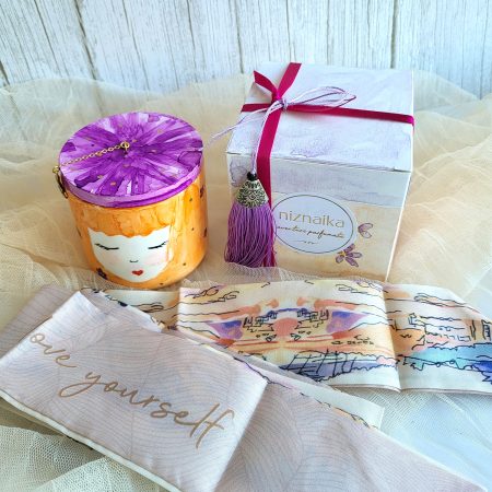 Lumanare Niznaika1, cutie si esarfa matase