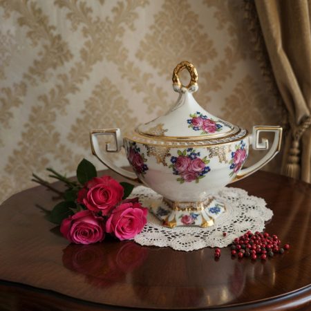 Lumanare parfumata La Boheme in vas vintage din portelan de Boemia de la 1900